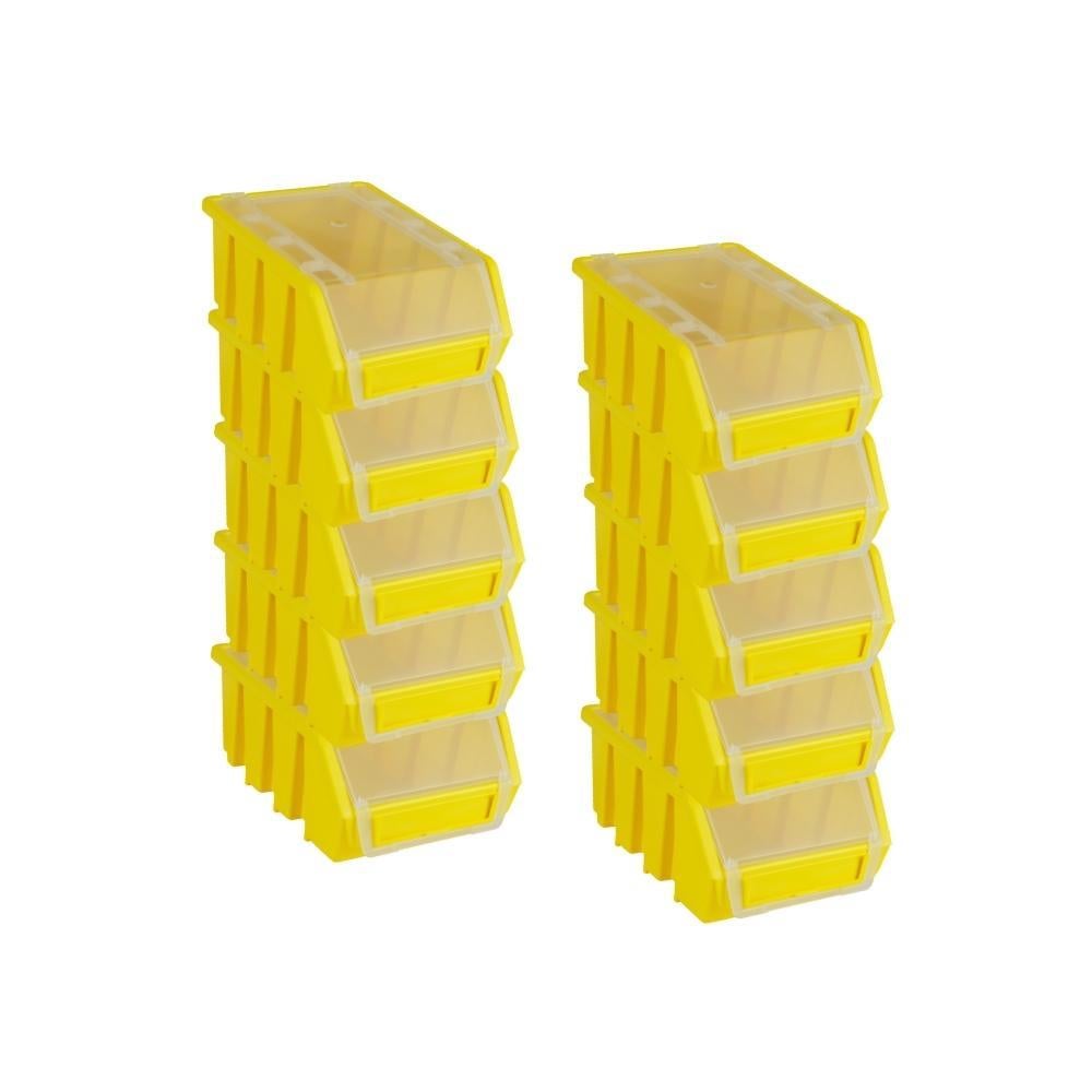 PROREGAL SuperSaver Set 10x Opbergdoos 2 met deksel HxBxD 7,5 x 11,6 x 16,1 cm Polypropyleen Geel