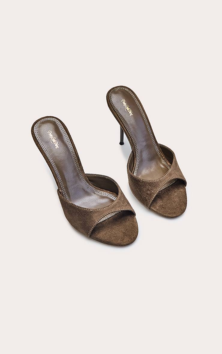 Kaki Mules À Talons Hauts En Daim
