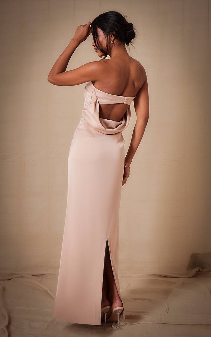 Champagne Robe Longue Bustier En Satin Pour Demoiselle D'honneur
