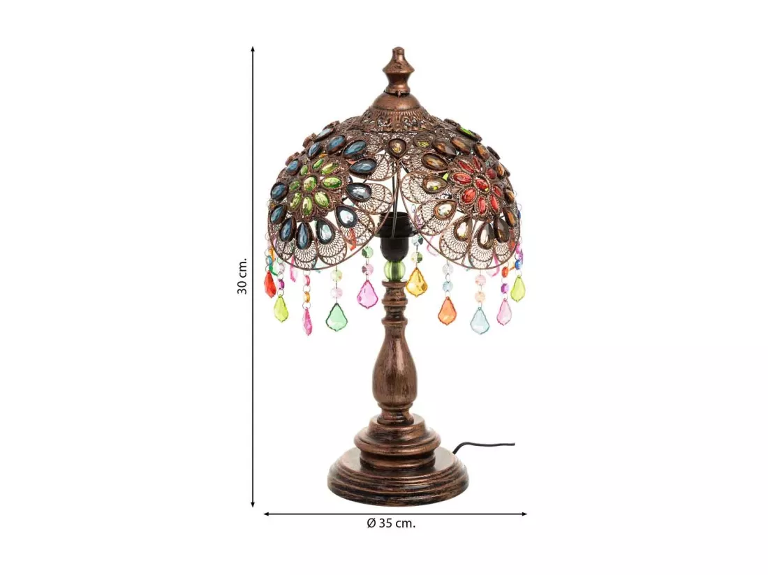 Lampe en métal avec perles en cristal acrylique colorées