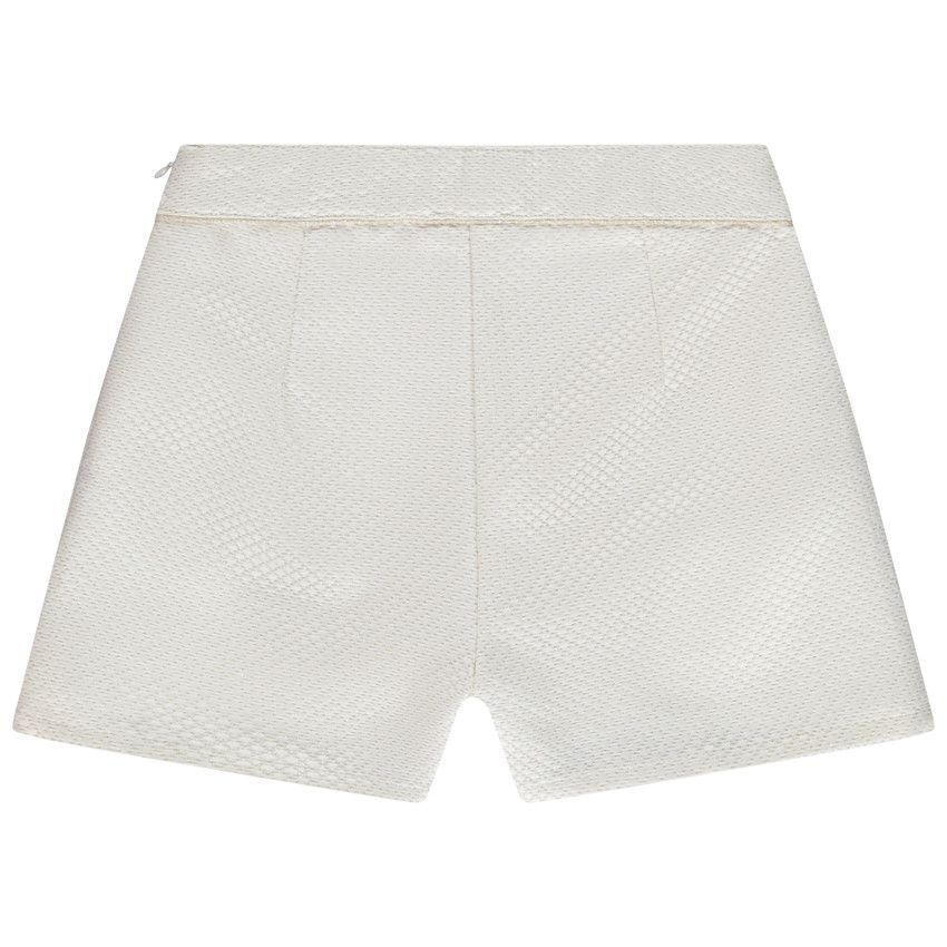 Short taille haute en jacquard et lurex pour fille - Ecru