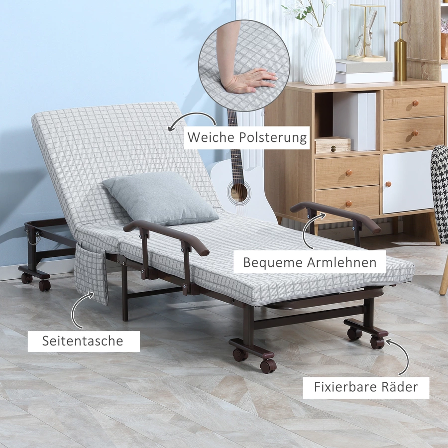 HOMCOM Klappbett mit Rollen grau
