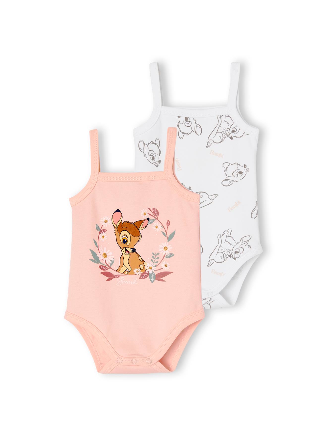 Pacote com 2 bodies DS® Bambi para bebê menina na cor rosa antigo.