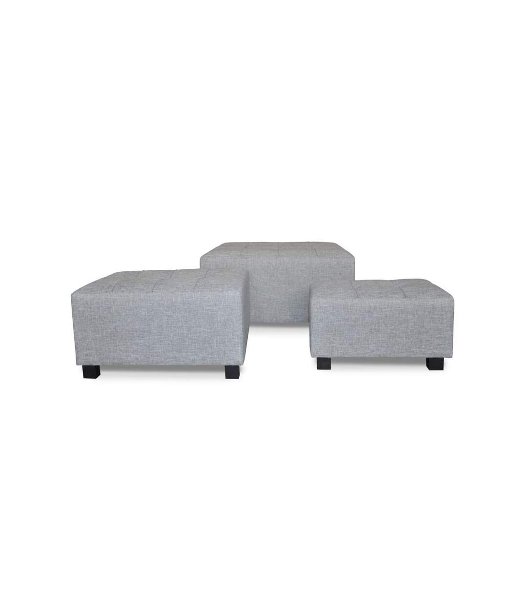 Paris Prix - Lot De 3 Poufs En Tissu pumio 70cm Gris