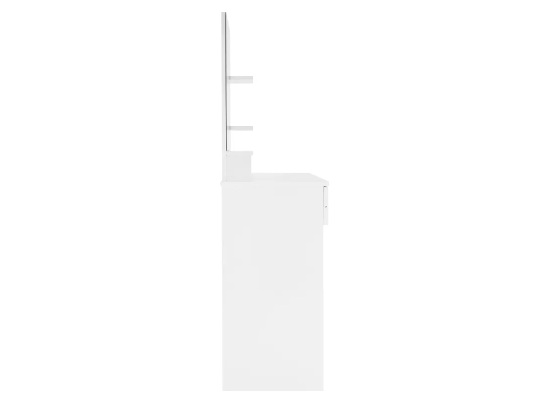 Coiffeuse blanc avec miroir et deux étagères ouvertes MDF ML-DESIGN
