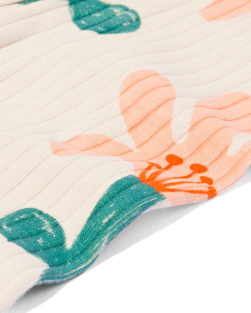 legging évolutif côtelé nouveau-né avec fleurs de bambou écru