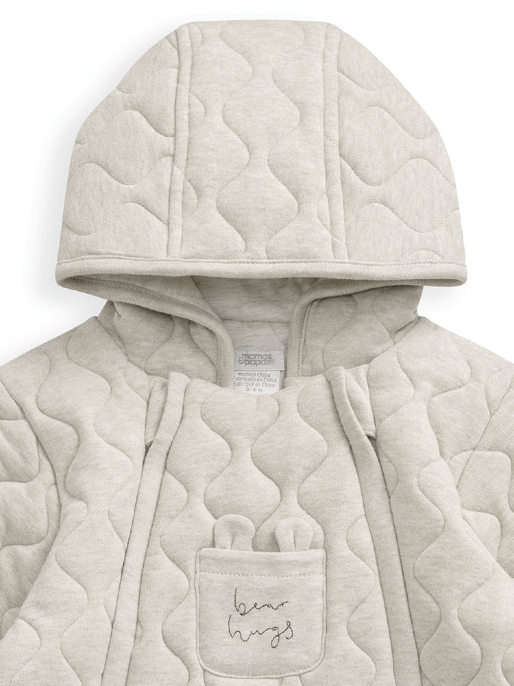 Mamas & Papas - Naturel doorgestikt jersey babypakje met beer van 100% katoen