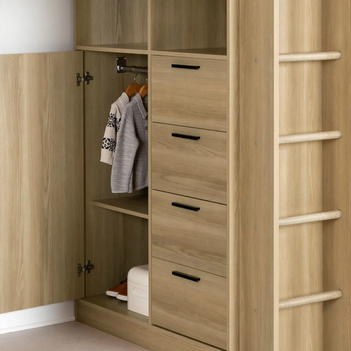 South Shore Lit Simple Mezzanine avec bureau - Logik Naturel
