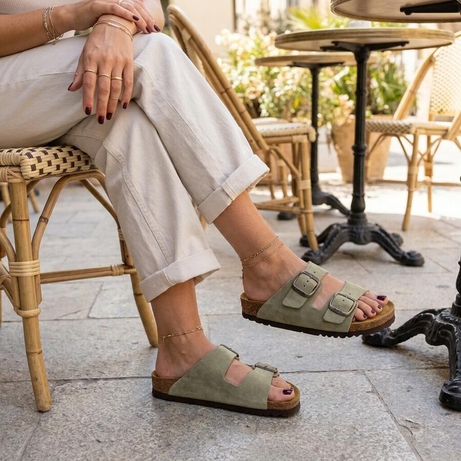 Scholl Noelle imitatieleren leren slippers groen