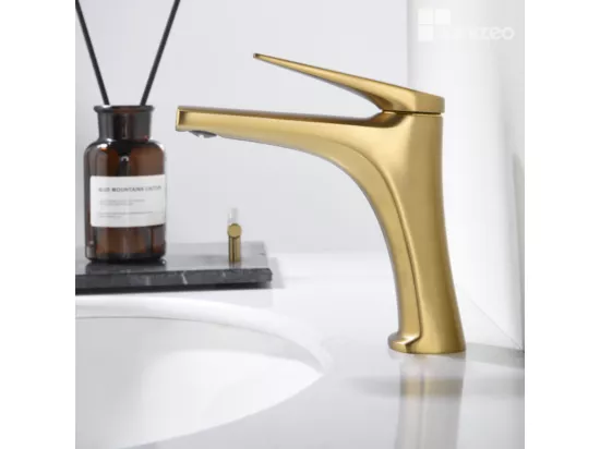 Robinet Mitigeur de Lavabo Bec Bas anti-calcaire Or Brossé IMEX DELOS BDD055-1OC