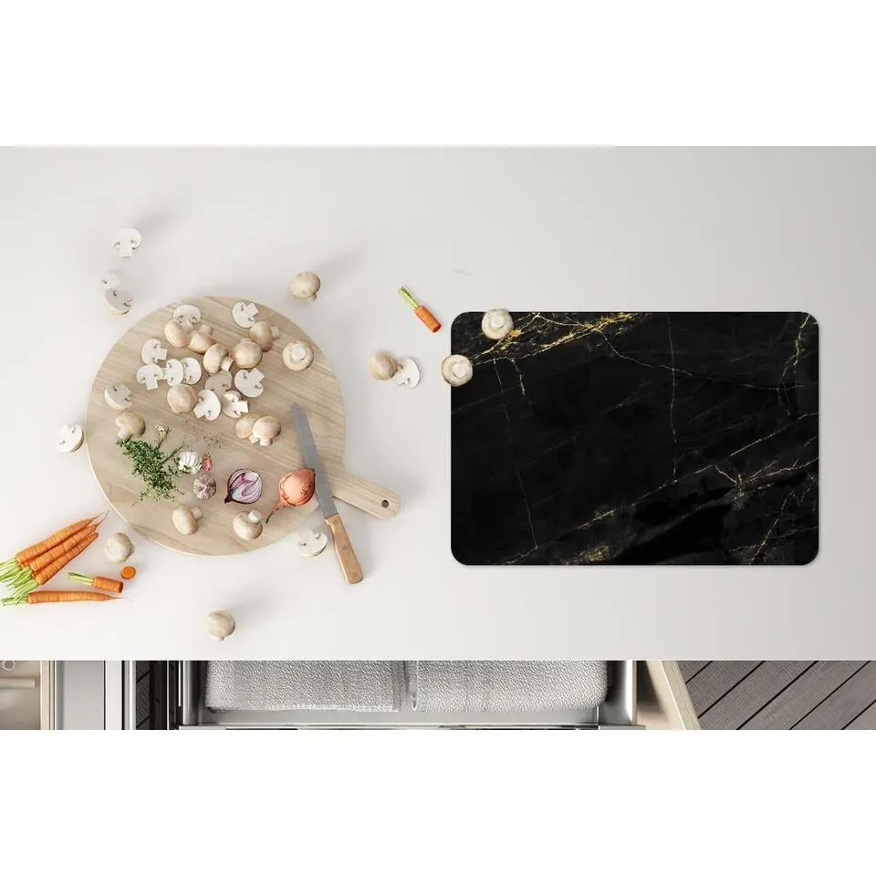 MuchoWow Placemat (6stuks) 45x30cm Marmer look Luxe Zwart Goud