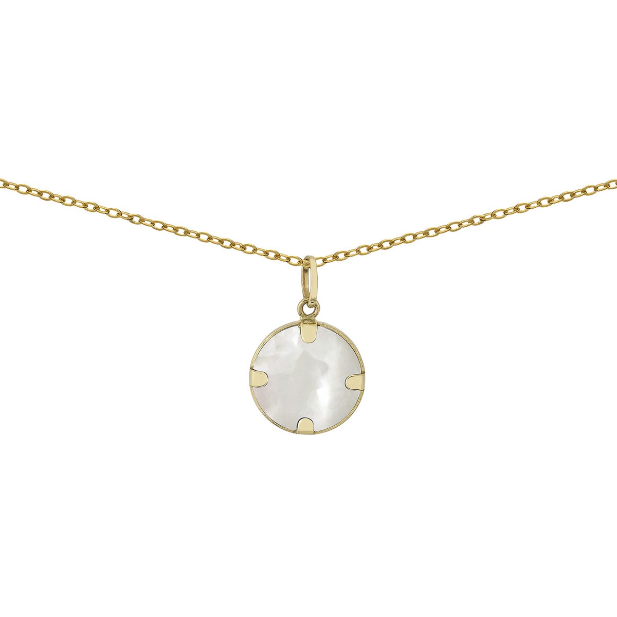 Collier Brillaxis or jaune 18 carats nacre blanche