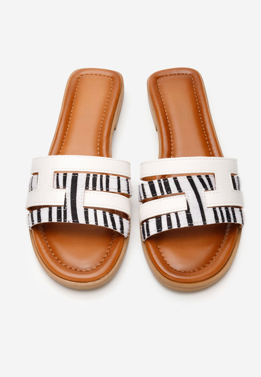 Mules plates femme blancs Delfyna