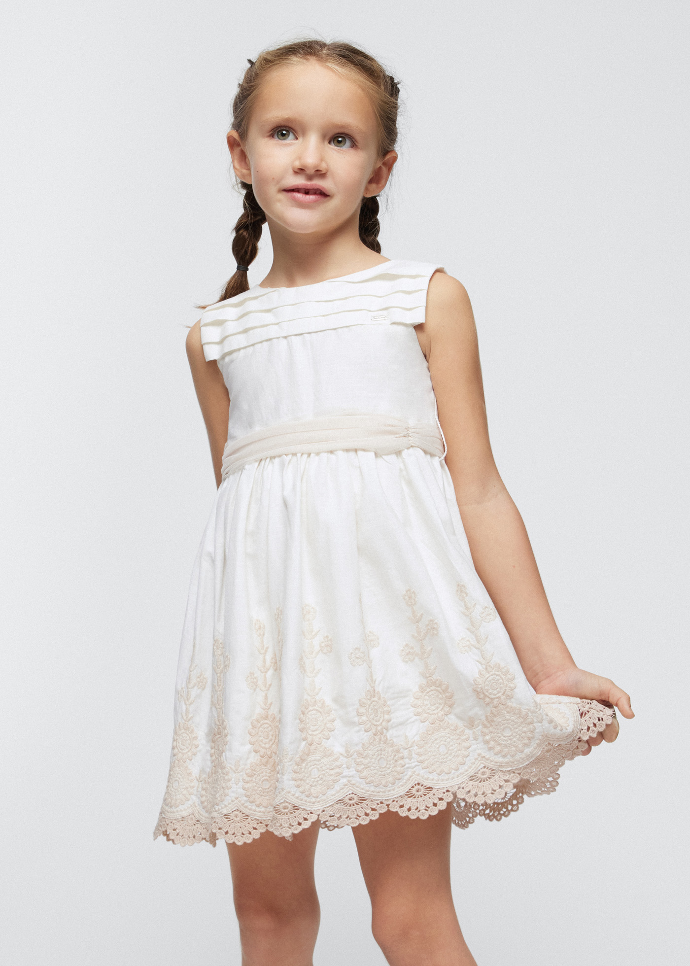 Vestido bordado infantil Better Cotton, laranja