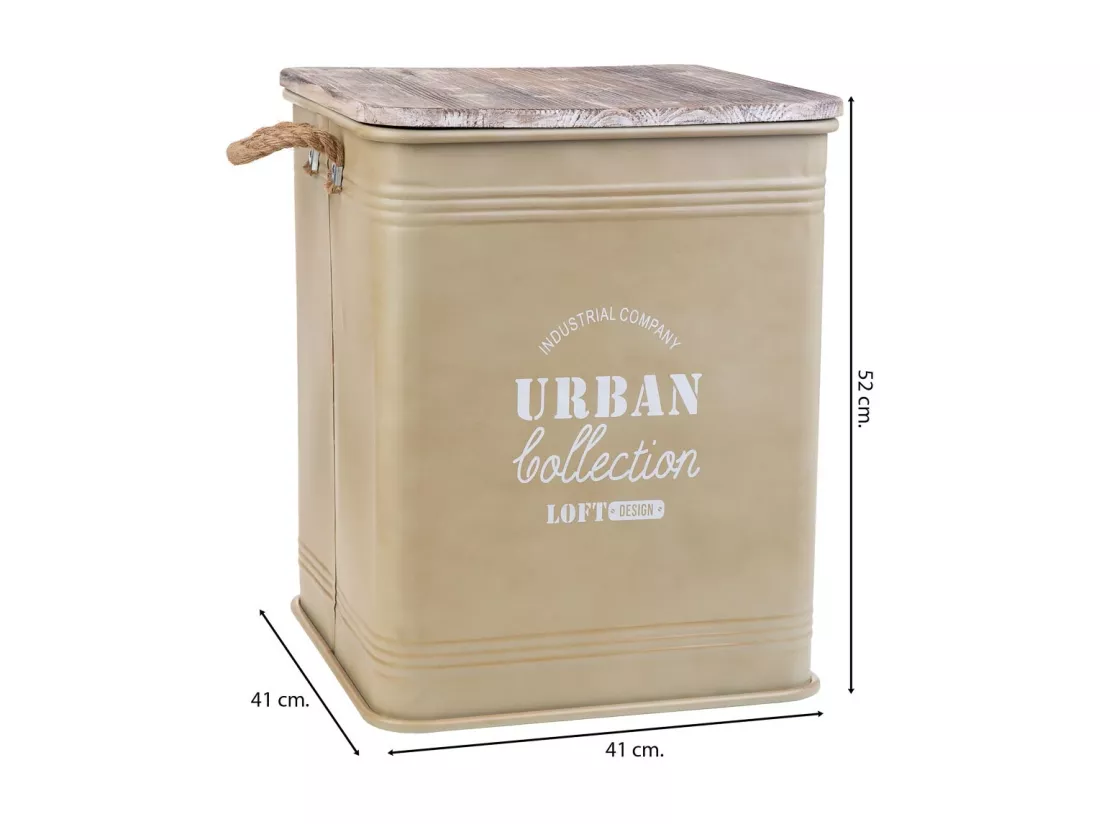 Panier à linge en métal imprimé marron 41x41x52