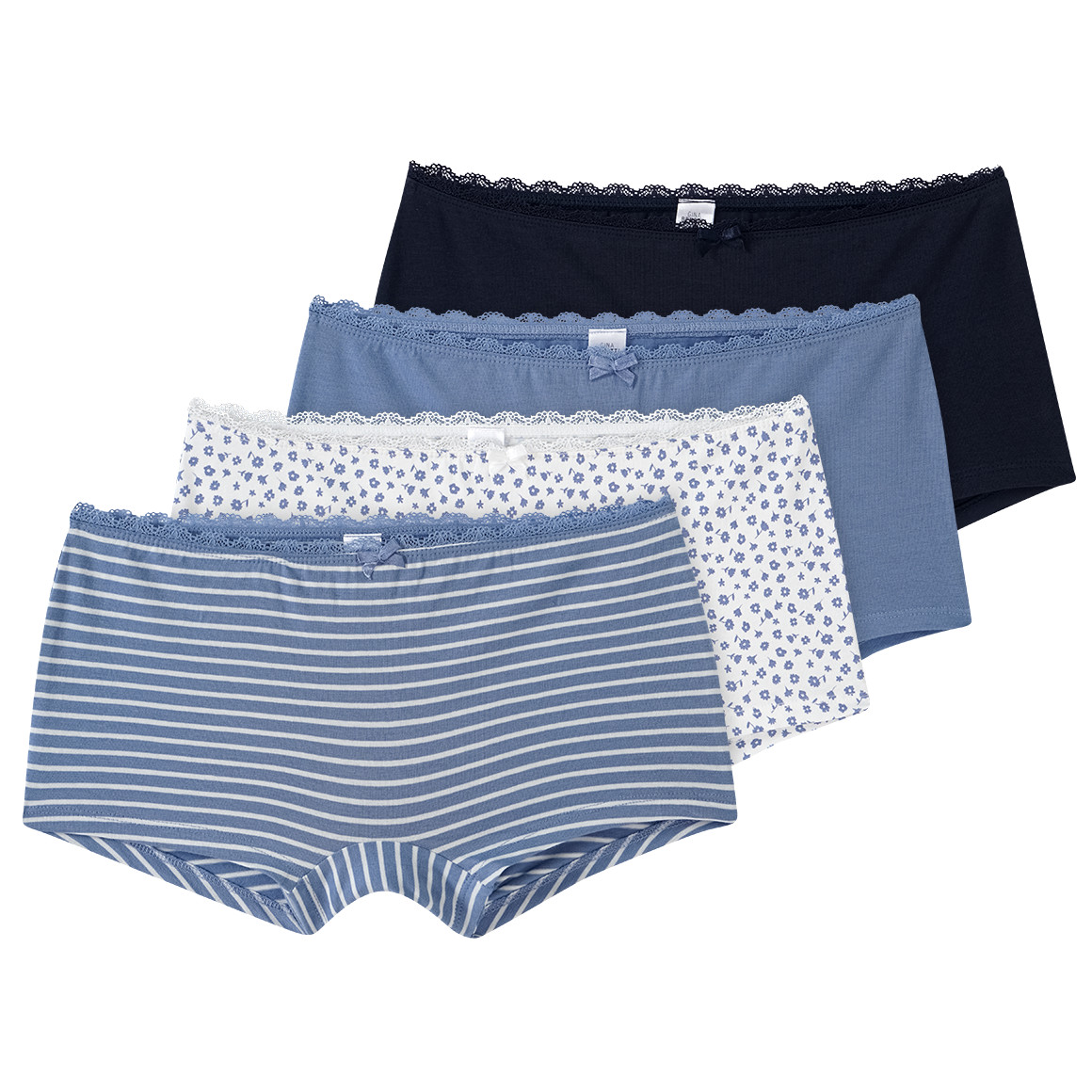 Gina Benotti 4 Damen Shorts im Set blau / dunkelblau / weiss