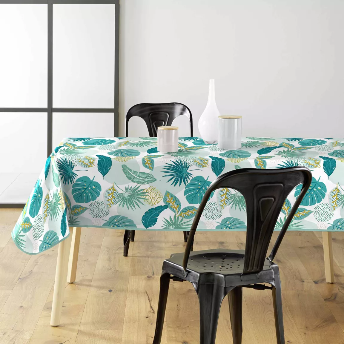Nappe rectangulaire anti tache tissu PVC imperméable (140 x 240 cm) Plantania Bleue