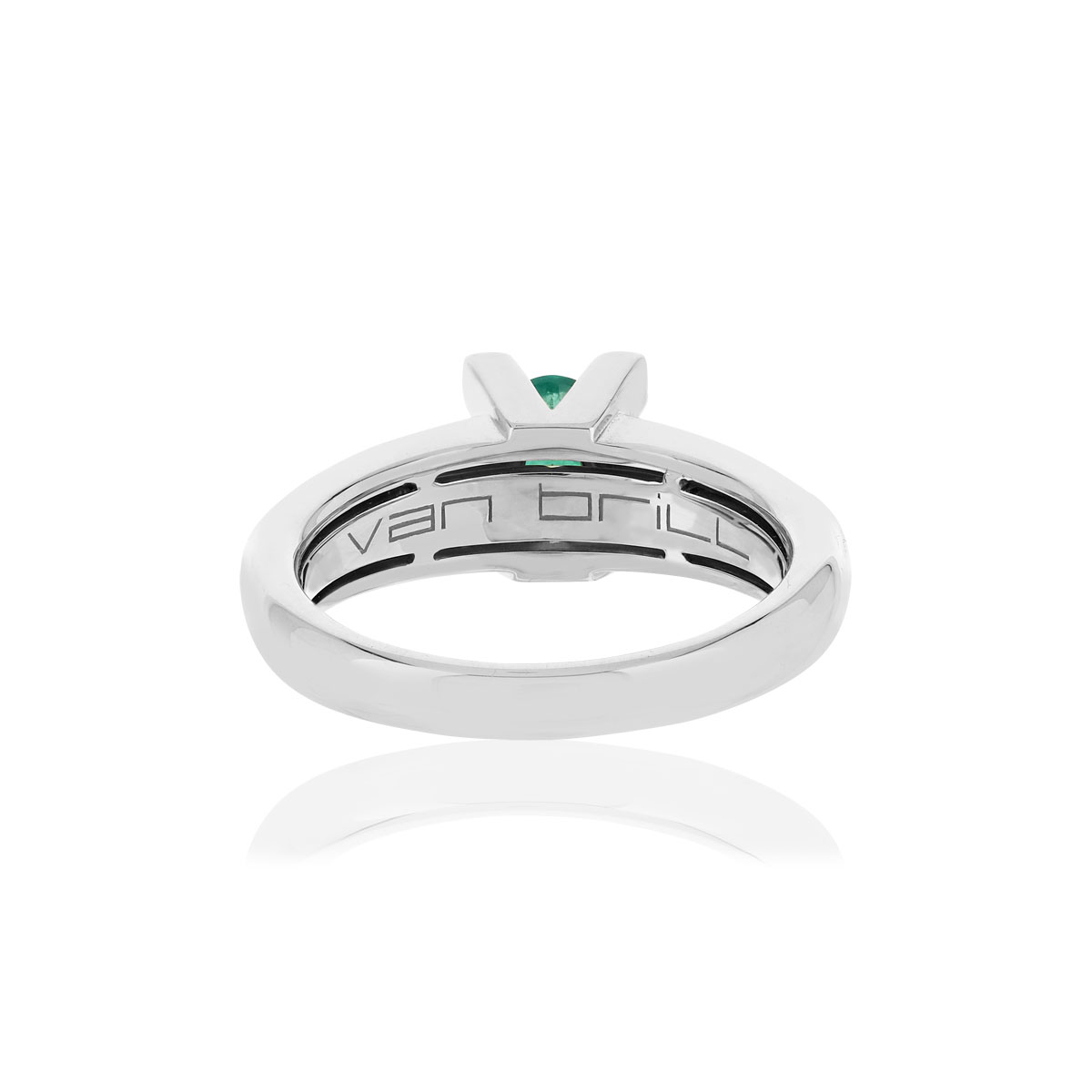 Bague VAN BRILL or blanc 750, émeraude, diamants.