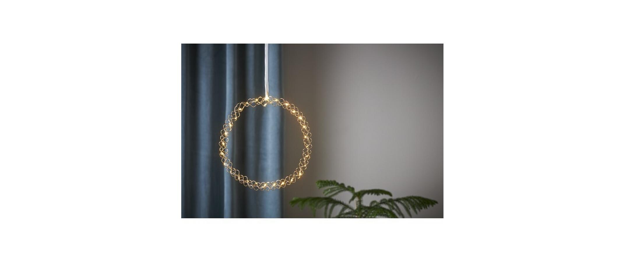 Hänger Kranz Hoop, 30 LEDs, Ø 30 cm, MessingLED Dekoration
