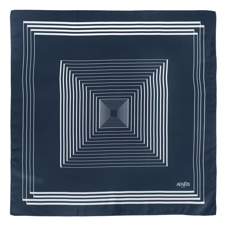 Aeneis Foulard en Soie Mini Illusion | Bleu marine