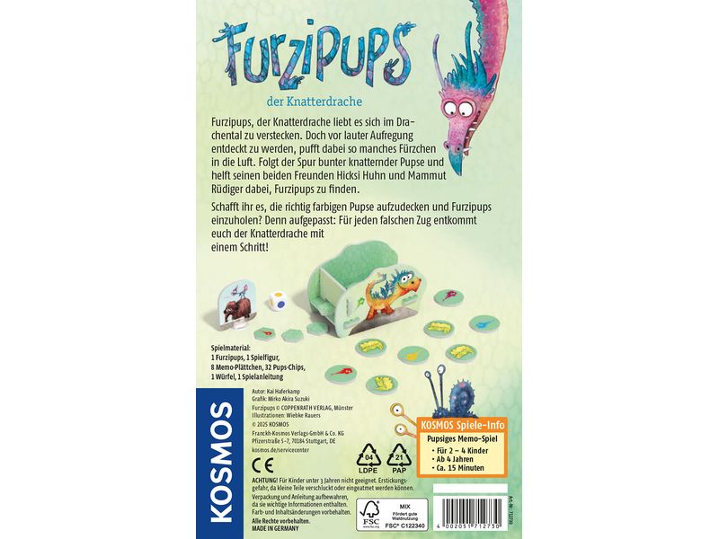 Kosmos Kinderspiel Furzipups der Knatterdrache Familienspiel für Kinder