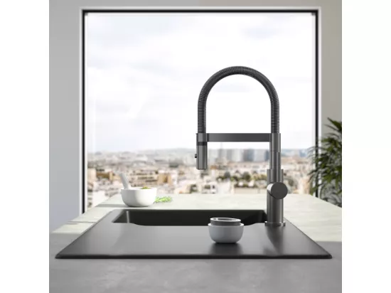 Robinet cuisine VILLEROY ET BOCH Steel expert compact anthracite
