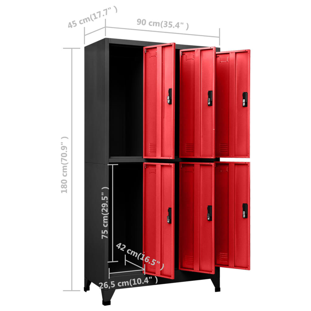 vidaXL Afsluitbare kast antracietrood 90x45x180 cm