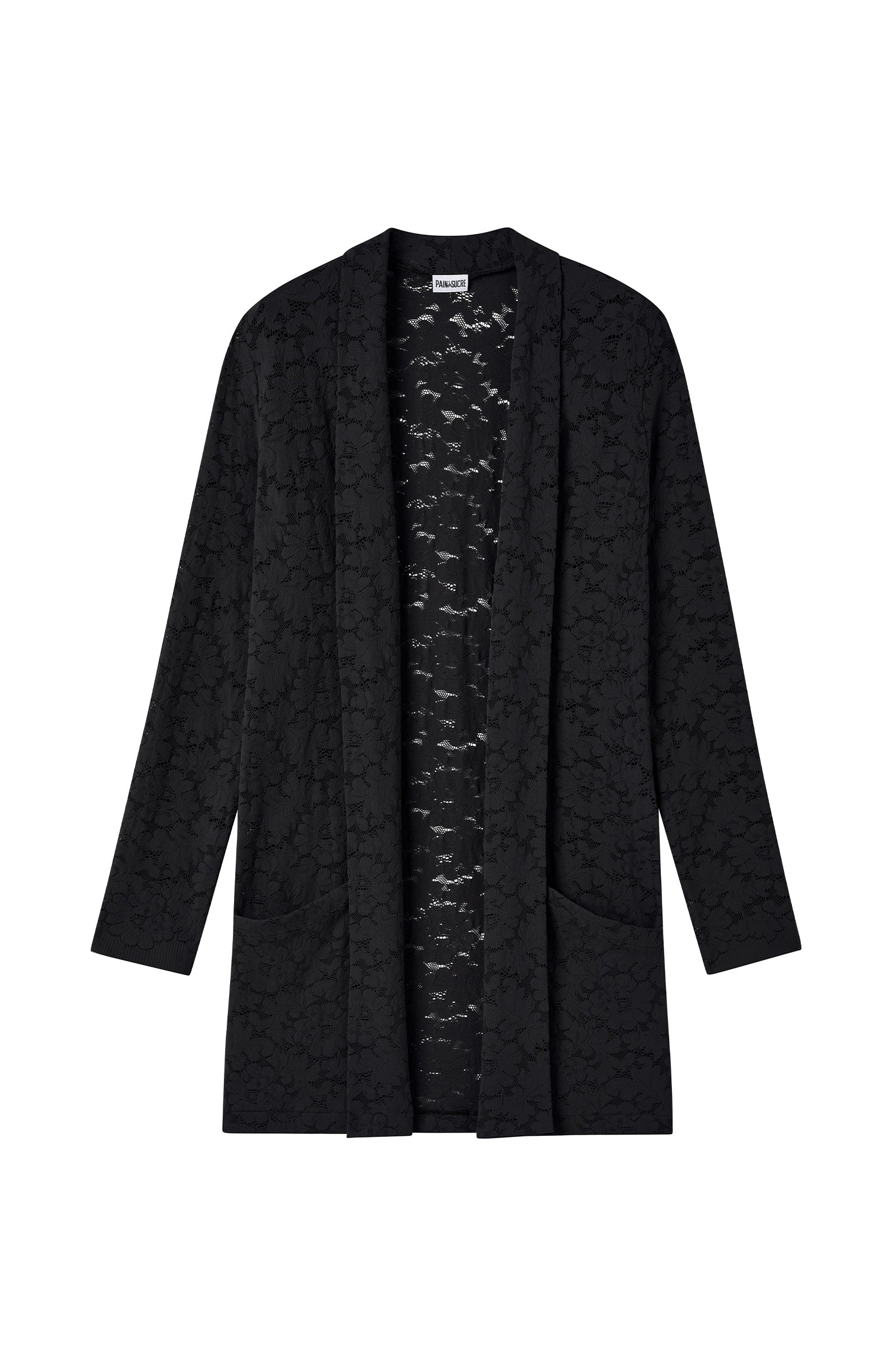 vaea Gilet manches longues en dentelle noir Noir