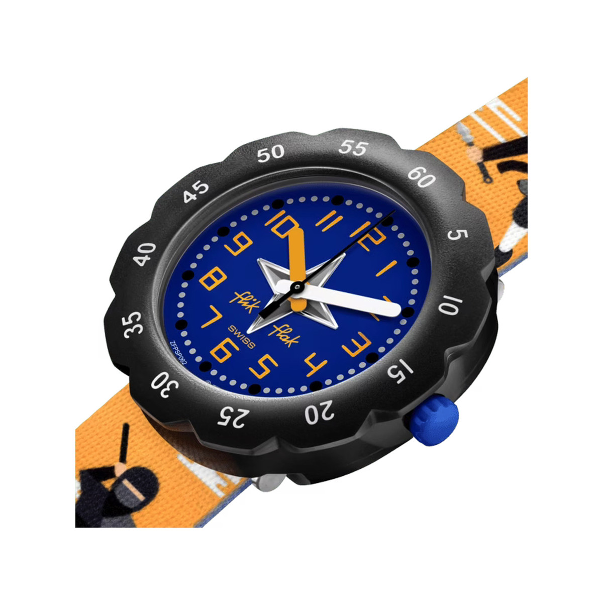 Montre FLIK FLAK Tales from the world Ninjamazing enfant plastique biosourcé bracelet PET recyclé bleu