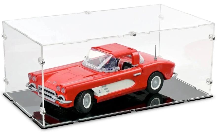 Baukasten Acryl-Display für LEGO 10321 Chevrolet CorvetteAcry-Display-Box mit schwarzem Boden
