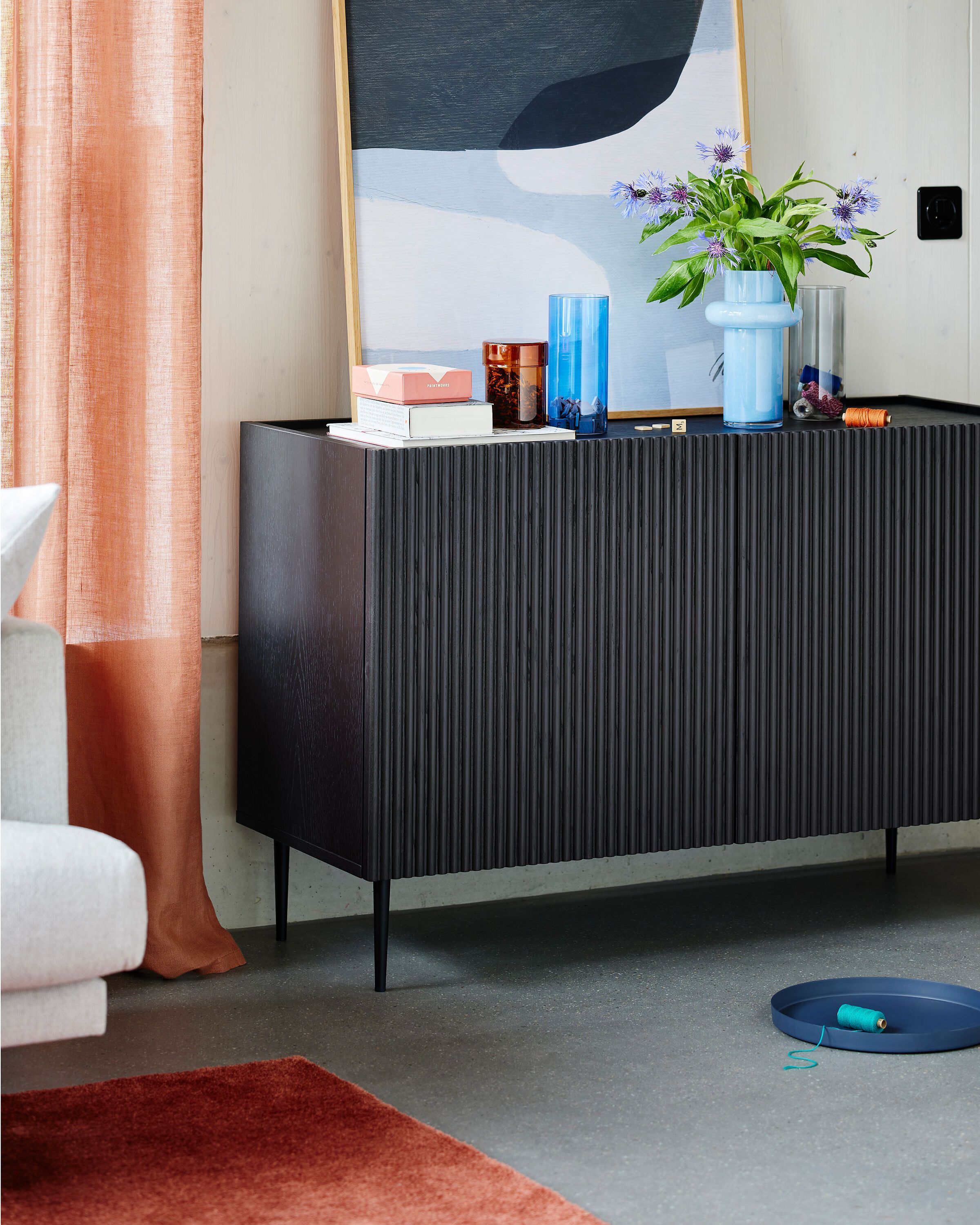 ILVI Sideboard - Schwarz / B: 120.0 cm x T: 45.0 cm x H: 77.3 cm