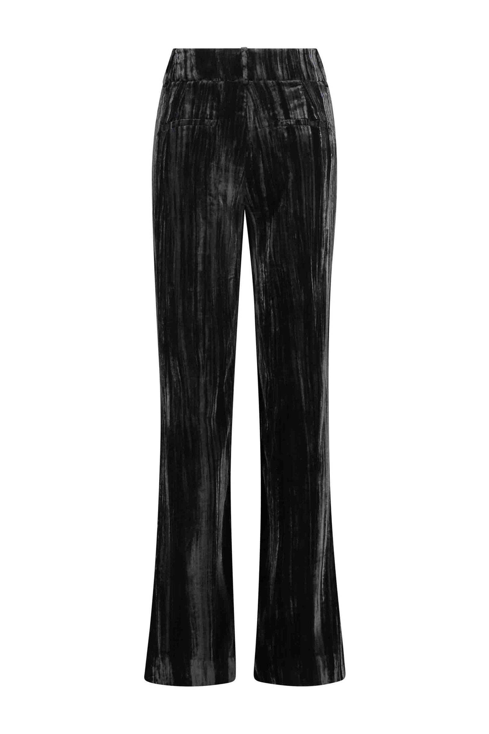Expresso fluwelen high waist flared pantalon zwart