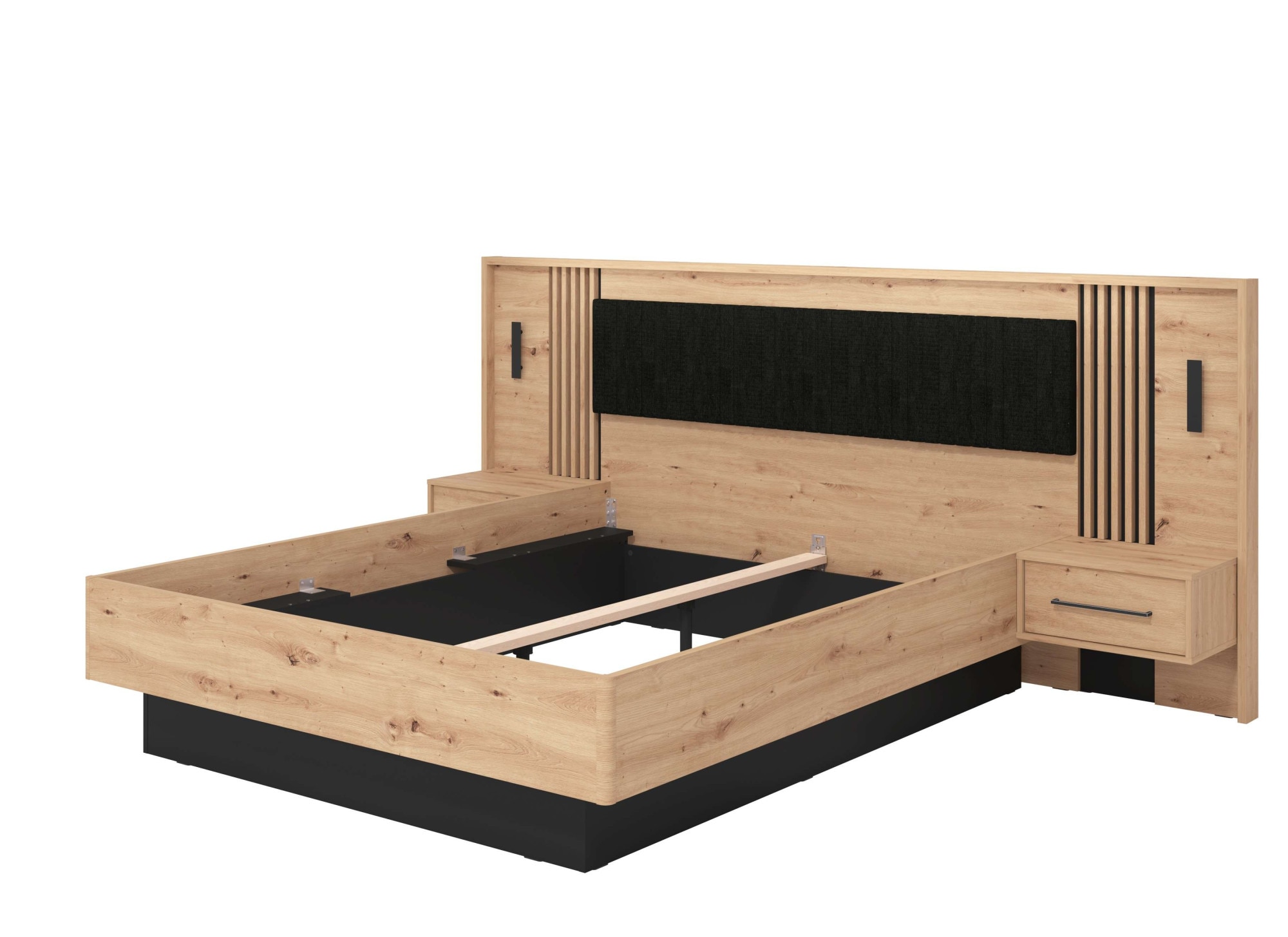 INOSIGN Bettgestell »Ascalon, Liegefläche 160x200cm, gepolstertes Kopfteil« Bettanlage mit 2 Wandpaneelen inkl.Nachttische, 3D-Look durch Lamellen