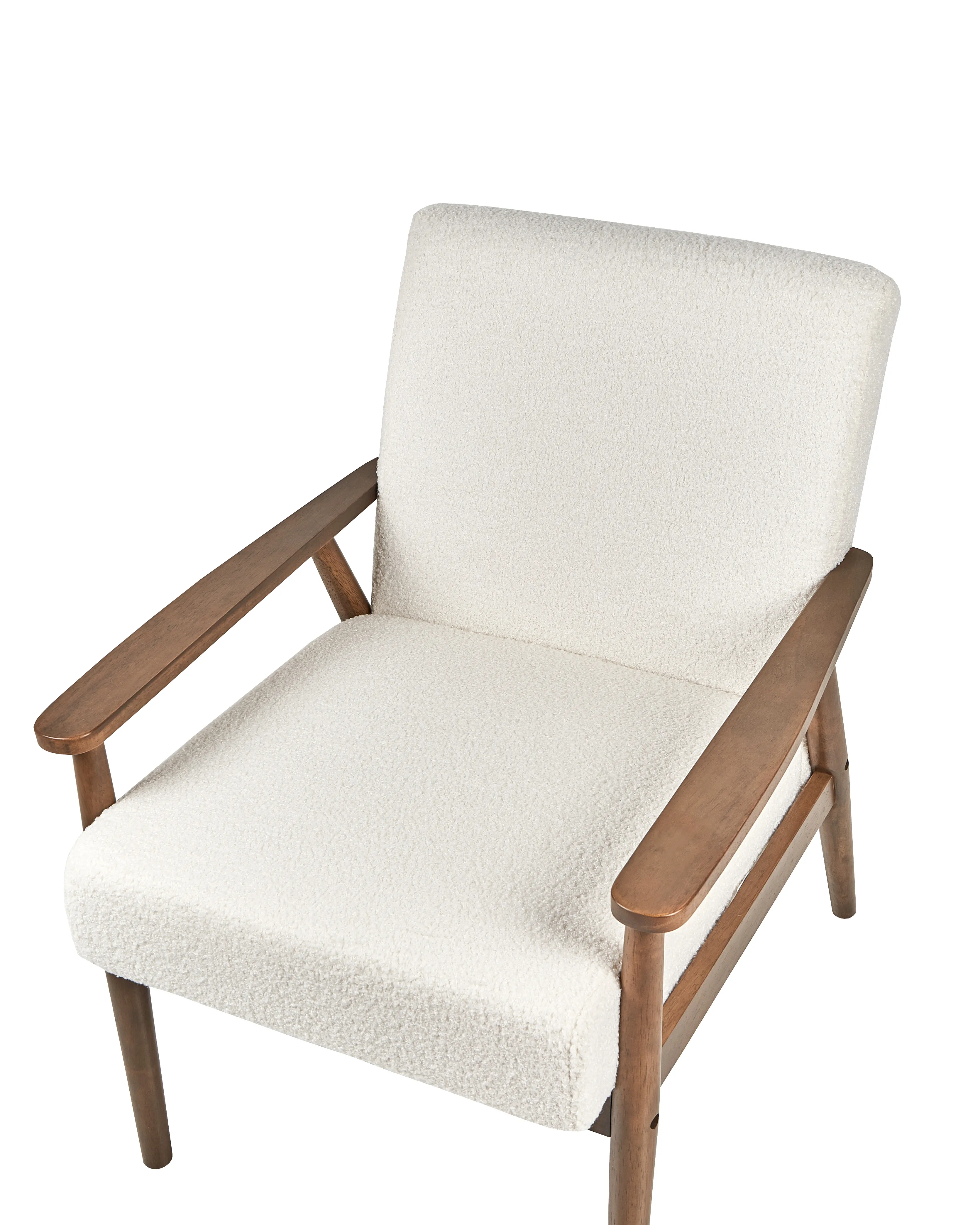 Fauteuil ESRUM Bouclé Donkerbruin/wit