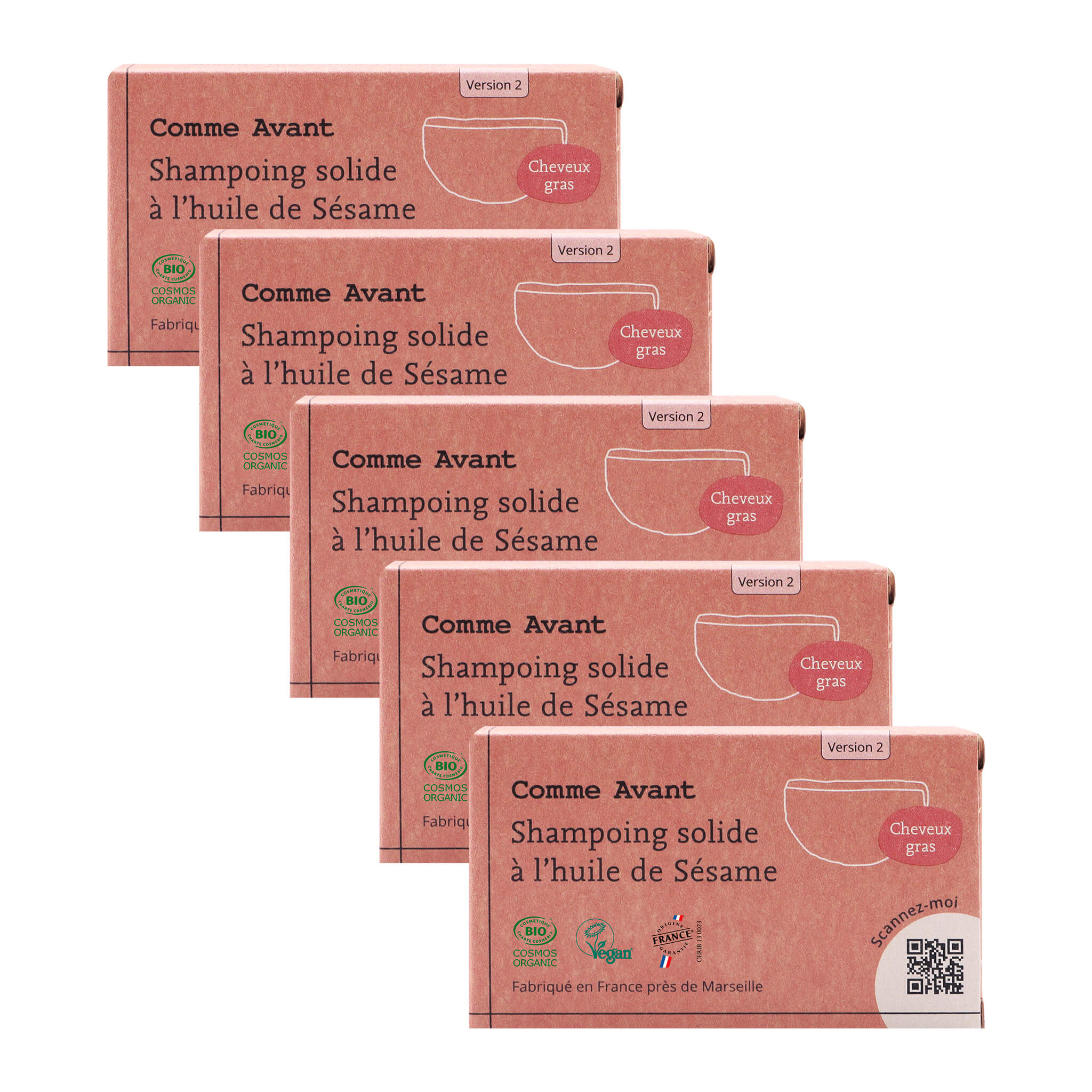 Shampoing solide cheveux gras à l'huile de sésame - Version 2 - 1 shampoing - 70g