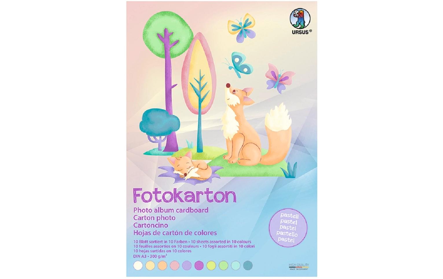 Fotokarton A3, 300 g/m², 10 Blatt, 10 FarbenFotokarton-Block Pastell