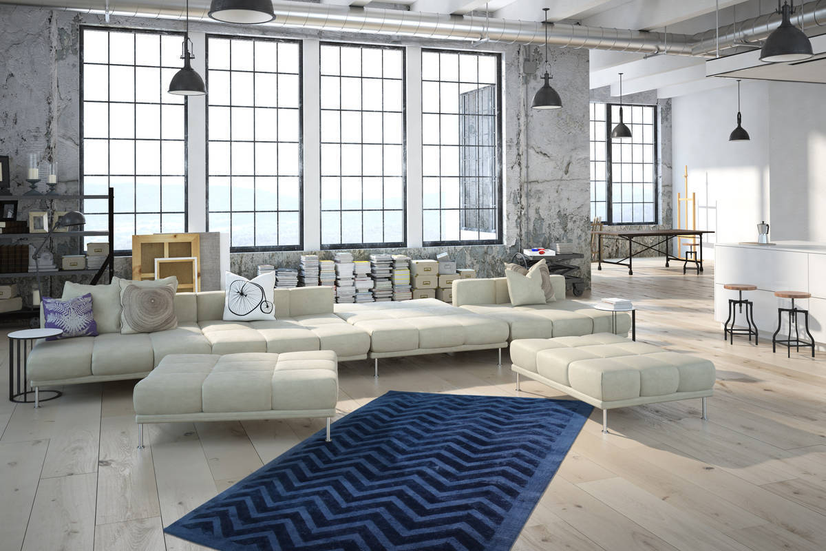 Kurzflorteppich LUXURY 400 - marineblau - Retro-Design - 80x150 cm