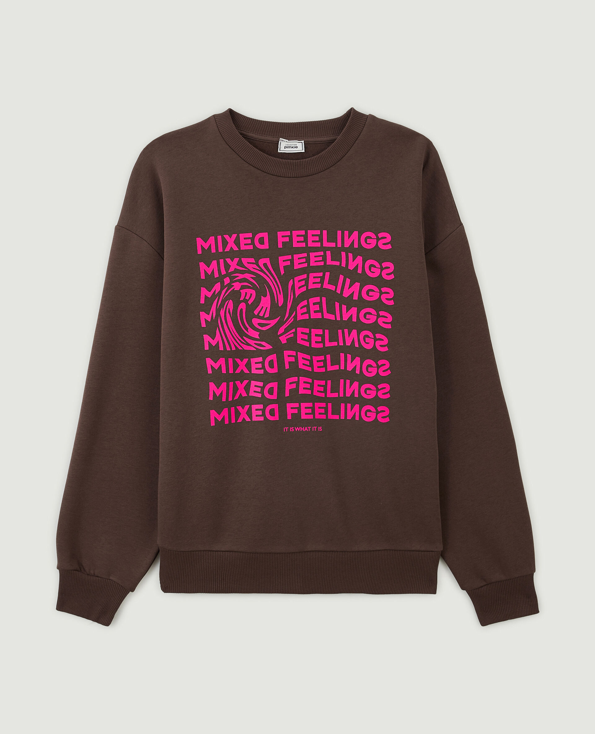 Sweat oversized avec inscription - Marron