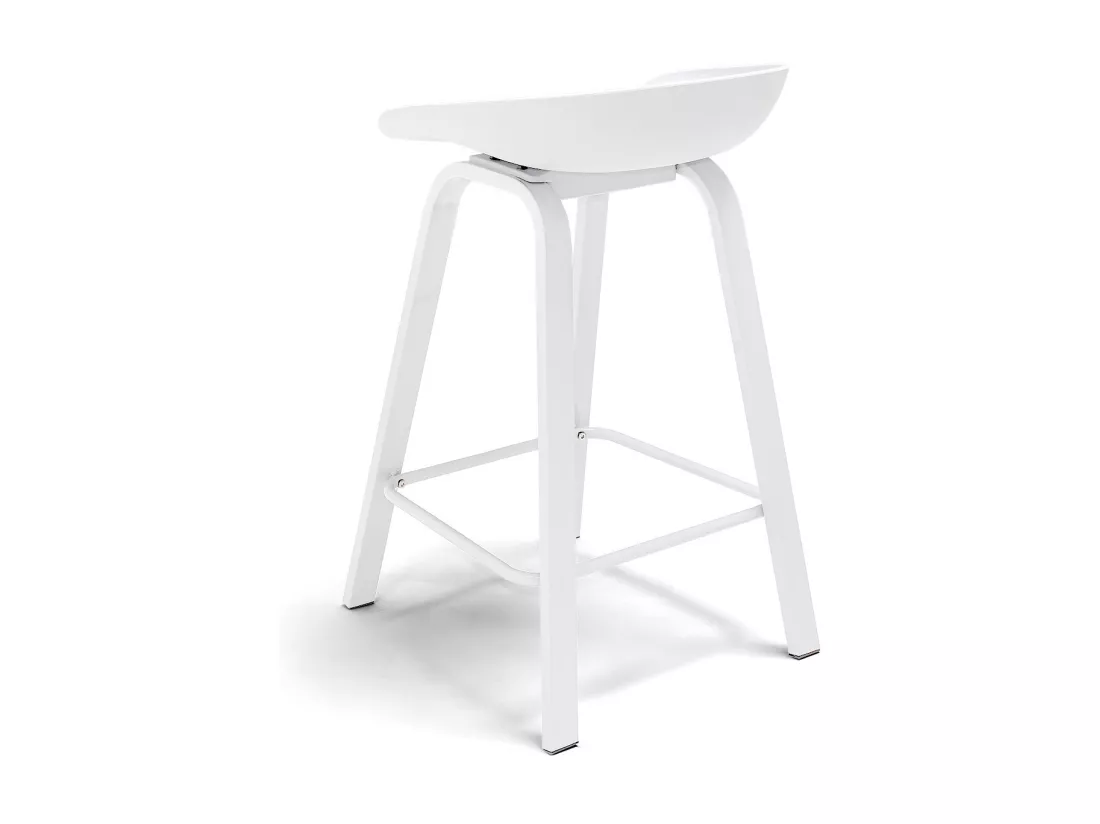 KIEL - Lot de 4 tabourets design en métal et PP Blanc