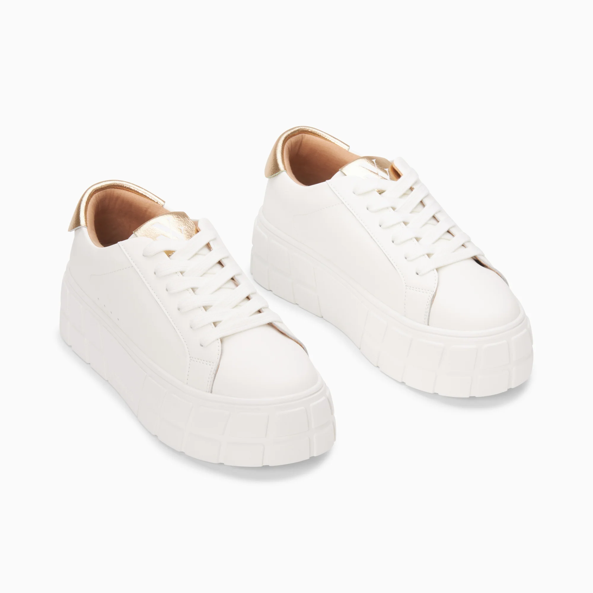 Sneakers-Baskets Meaghan blanc et or à plateforme