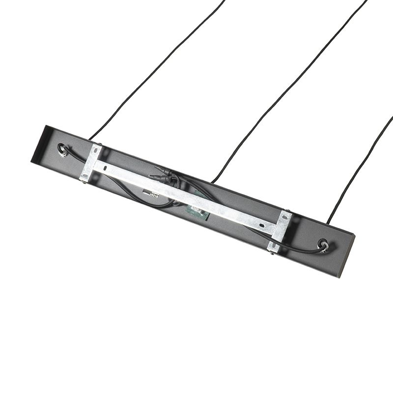 Oosterse hanglamp zwart met rotan 3-lichts langwerpig - Akira