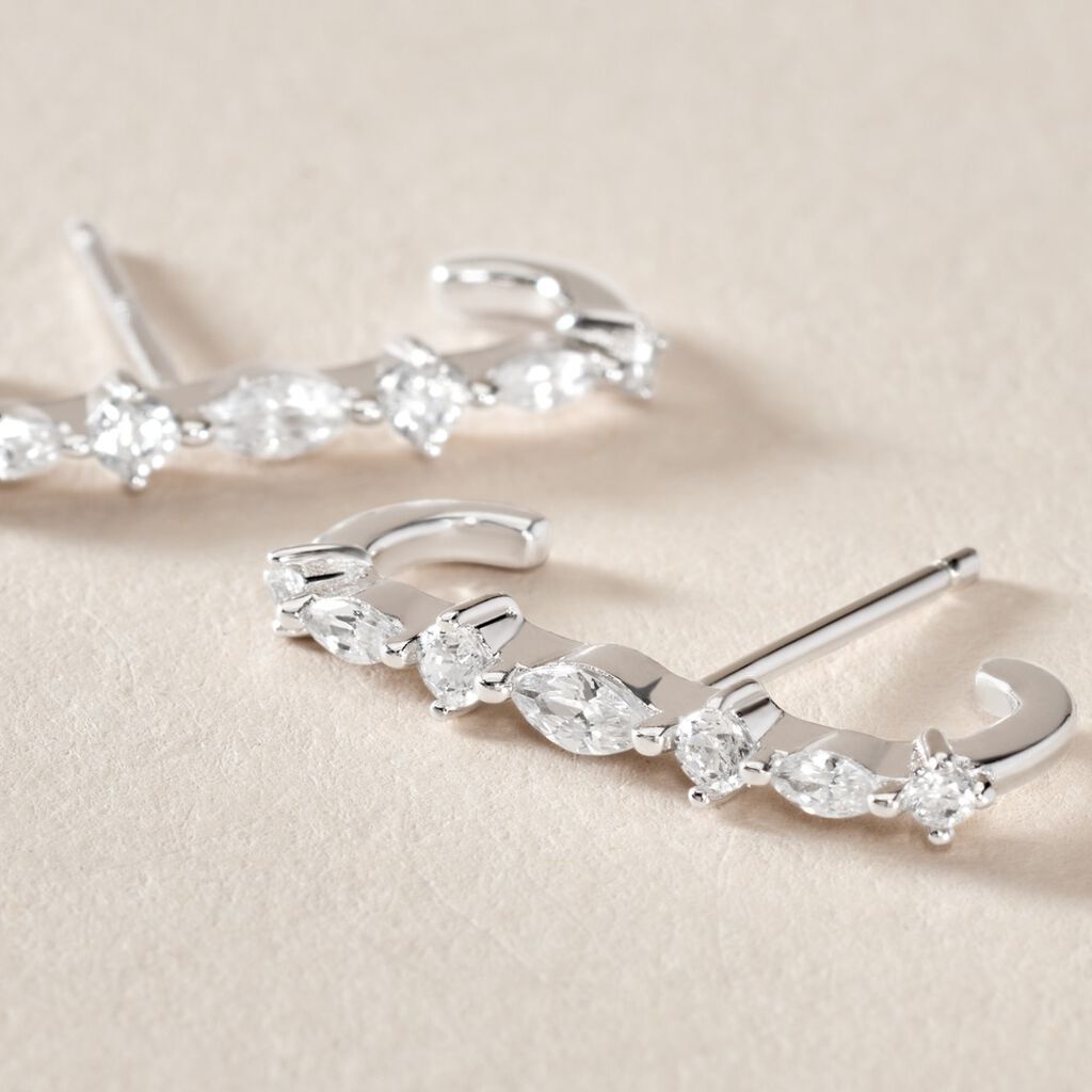 Boucles D'oreilles Puces Winter Sweetness Argent Blanc Oxyde