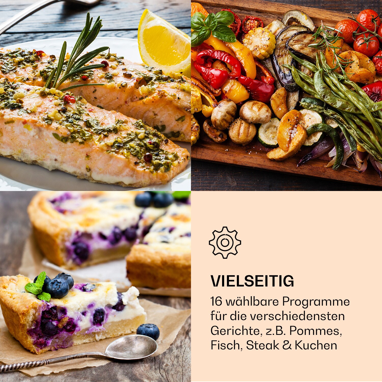 AeroVital Cube Chef Heißluftfritteuse1700 W 14 Liter 16 Programme Ober- und Unterhitze Silber