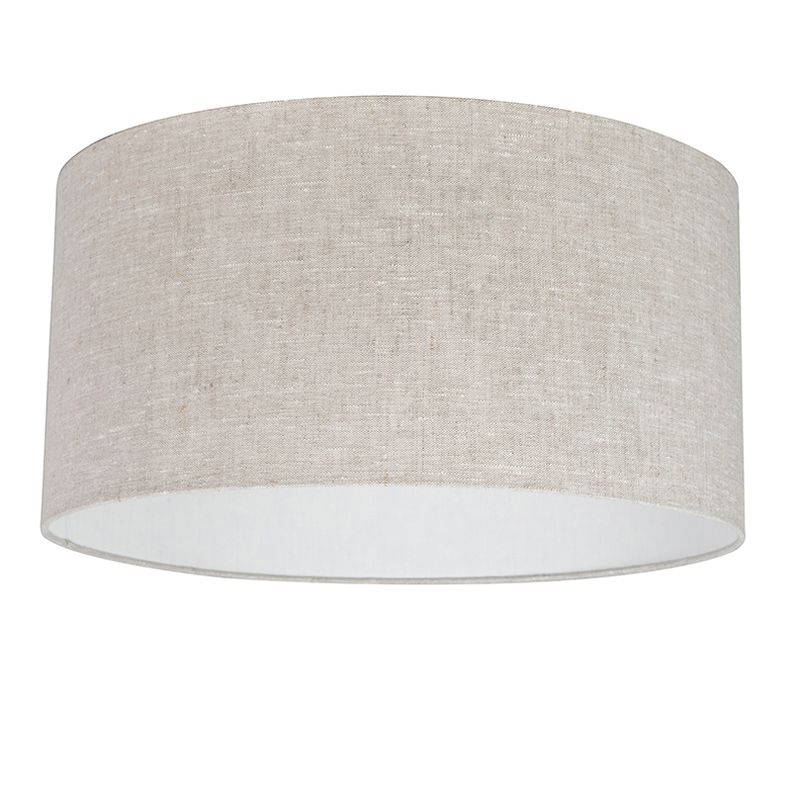 Landelijke hanglamp wit met katoenen kap lichtgrijs 50 cm - Combi