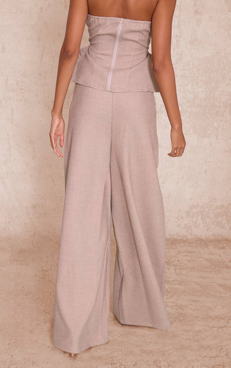 Gris Pierre Pantalon Large Tissé À Plis Extrêmes Coordonné