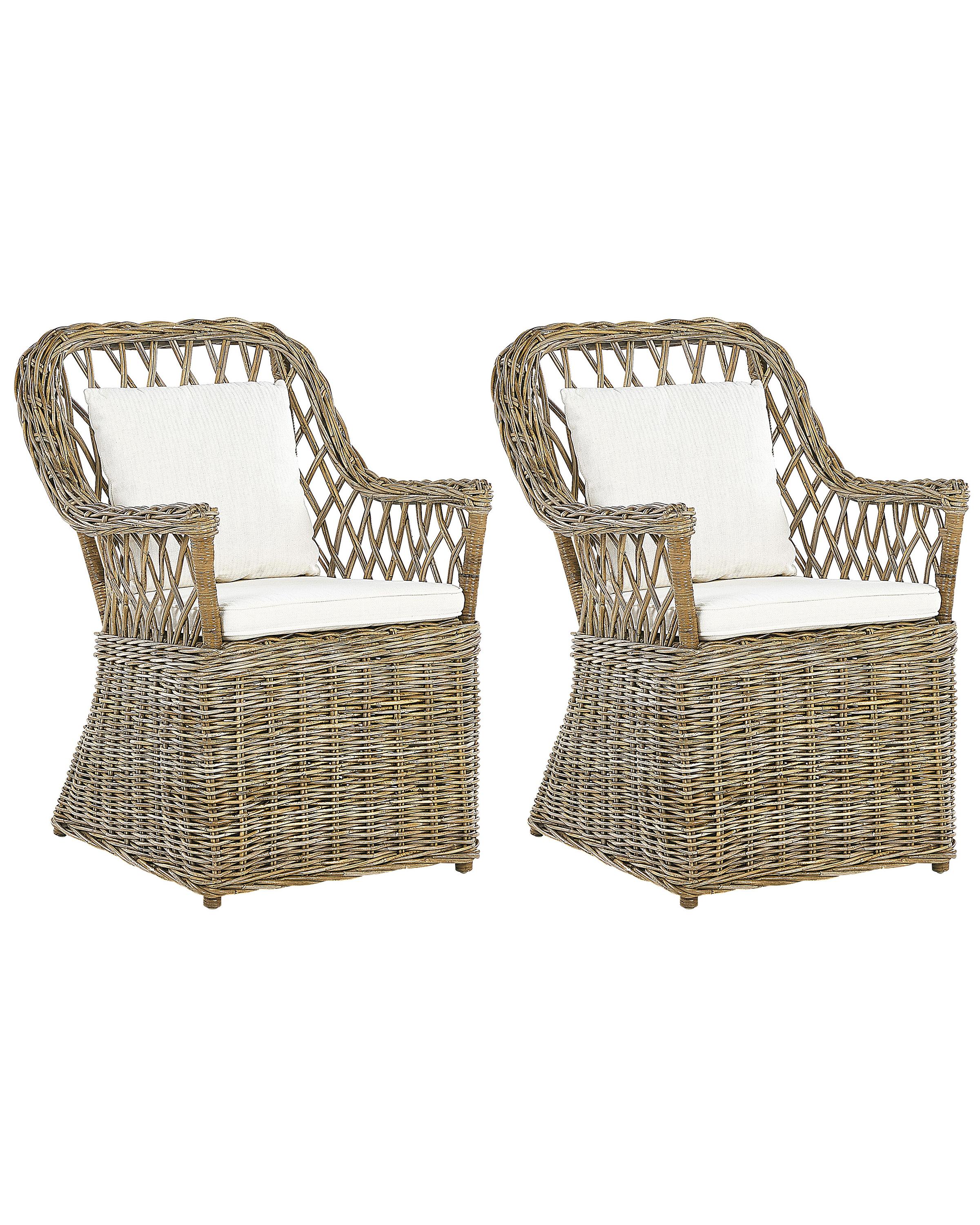 Set van 2 tuinstoelen met kussens MAROS Rotan Natuurlijk