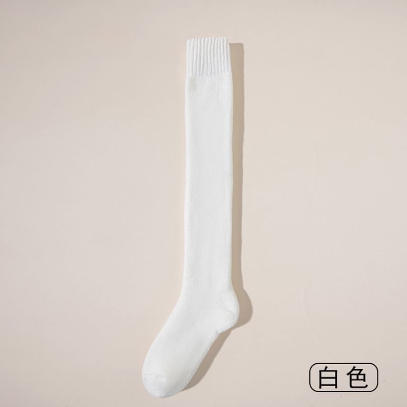 Lychee - Effen overknee sokken met fleecevoering