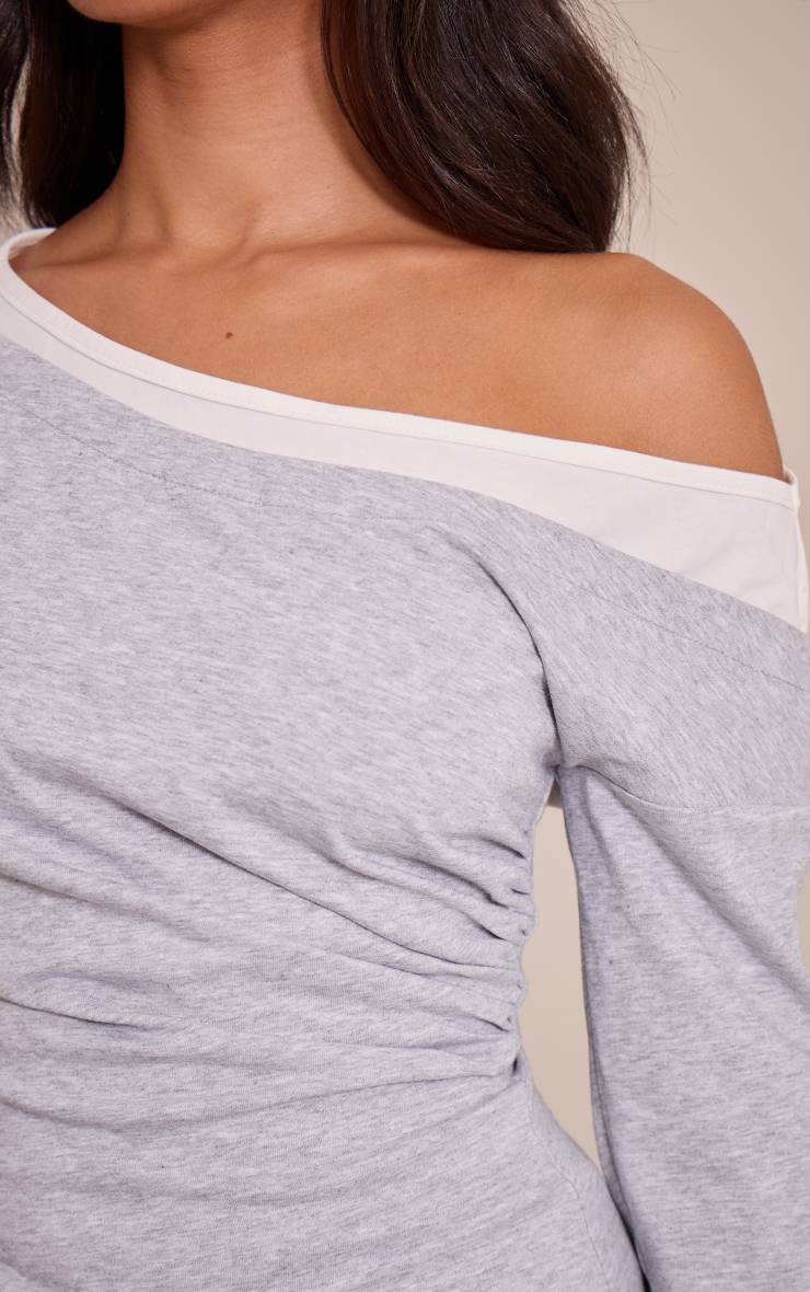 Gris Haut Petite À Double Épaisseur Avec Détail Asymétrique