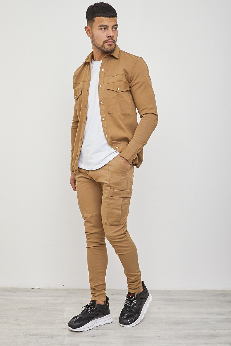 Chemise épaisse camel avec élastique