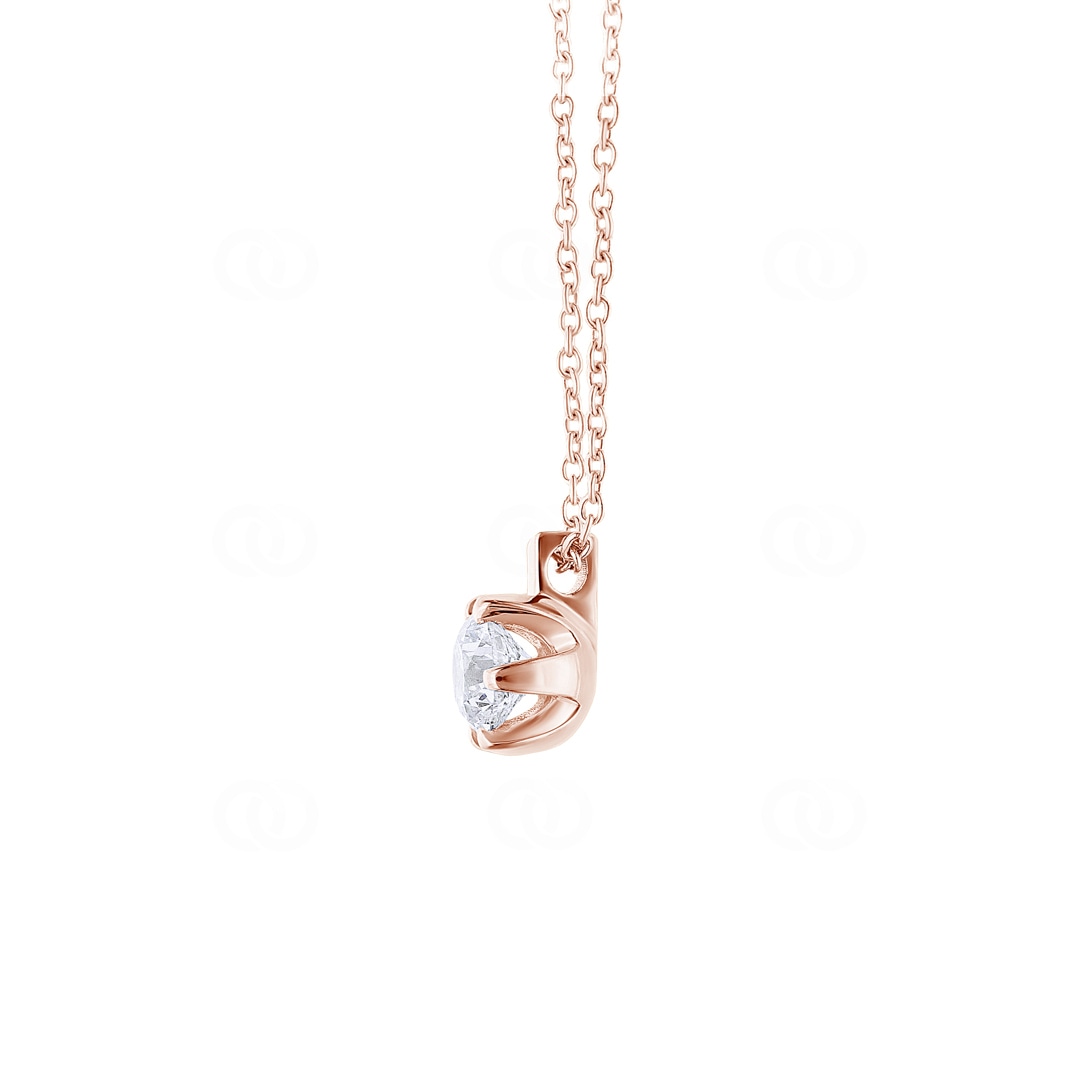 Collier mit Anhänger 750/18 K Roségold mit GIA-Diamant 0.70 ct H/si in 6-Griff